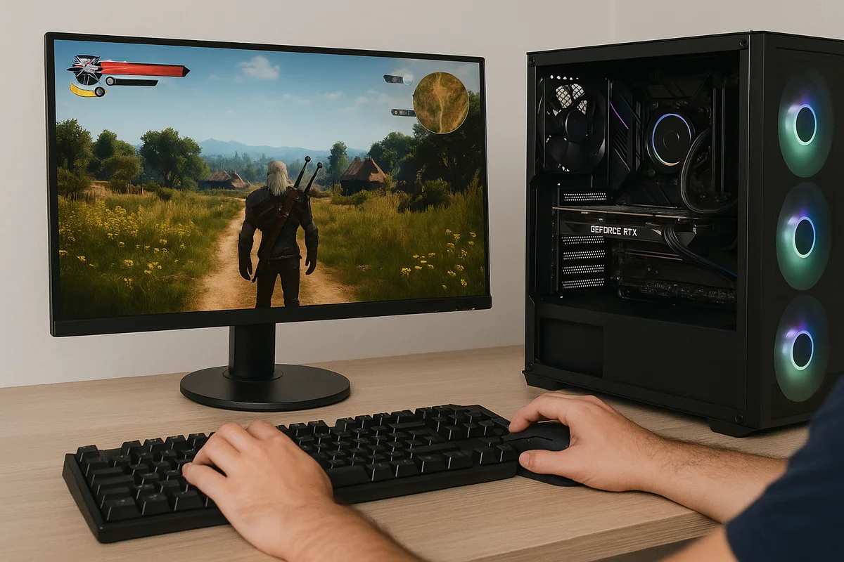 Gaming PC showing low FPS and GPU bottleneck indicators