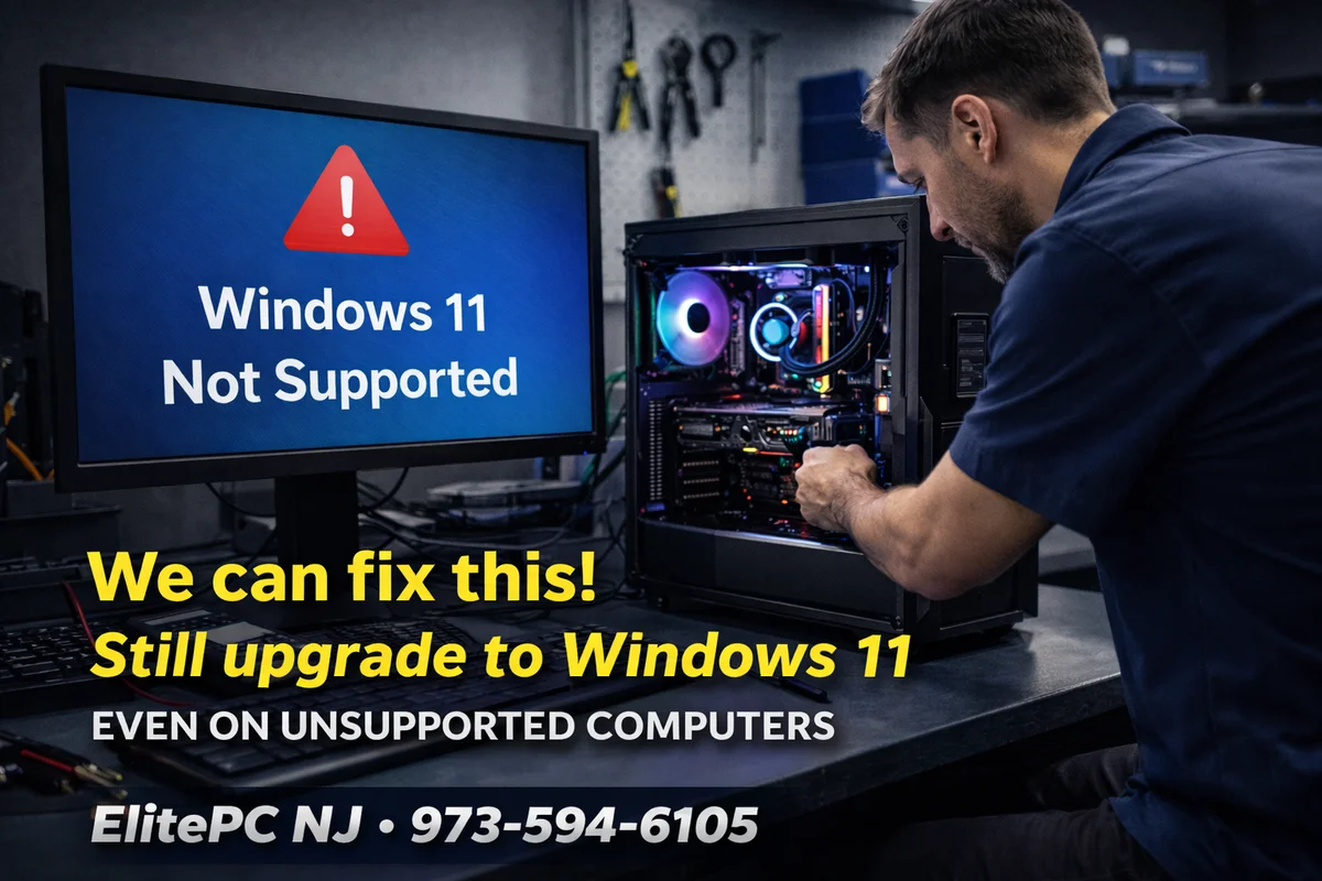 Windows 11 upgrade on unsupported PC with professional technician