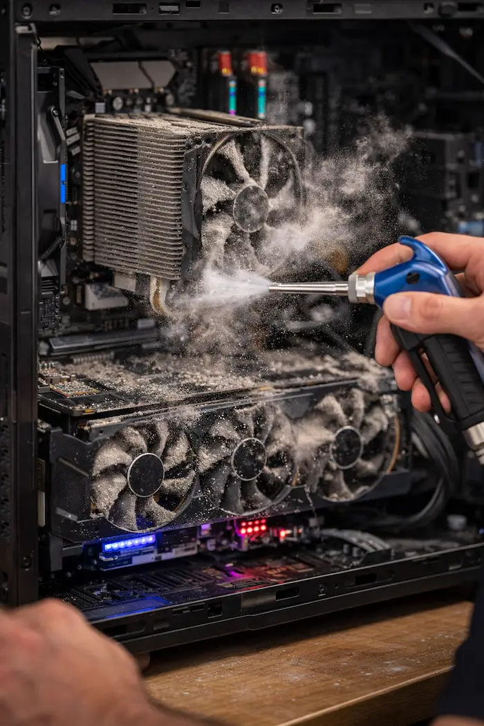 Cleaning Dust from Gaming Computer Heatsink 